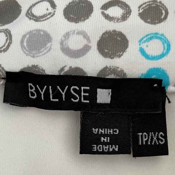 Bylyse Activewear Full Zip Nylon Blend Abstract Circle Print Jacket Blue Wht XS - Picture 7 of 11